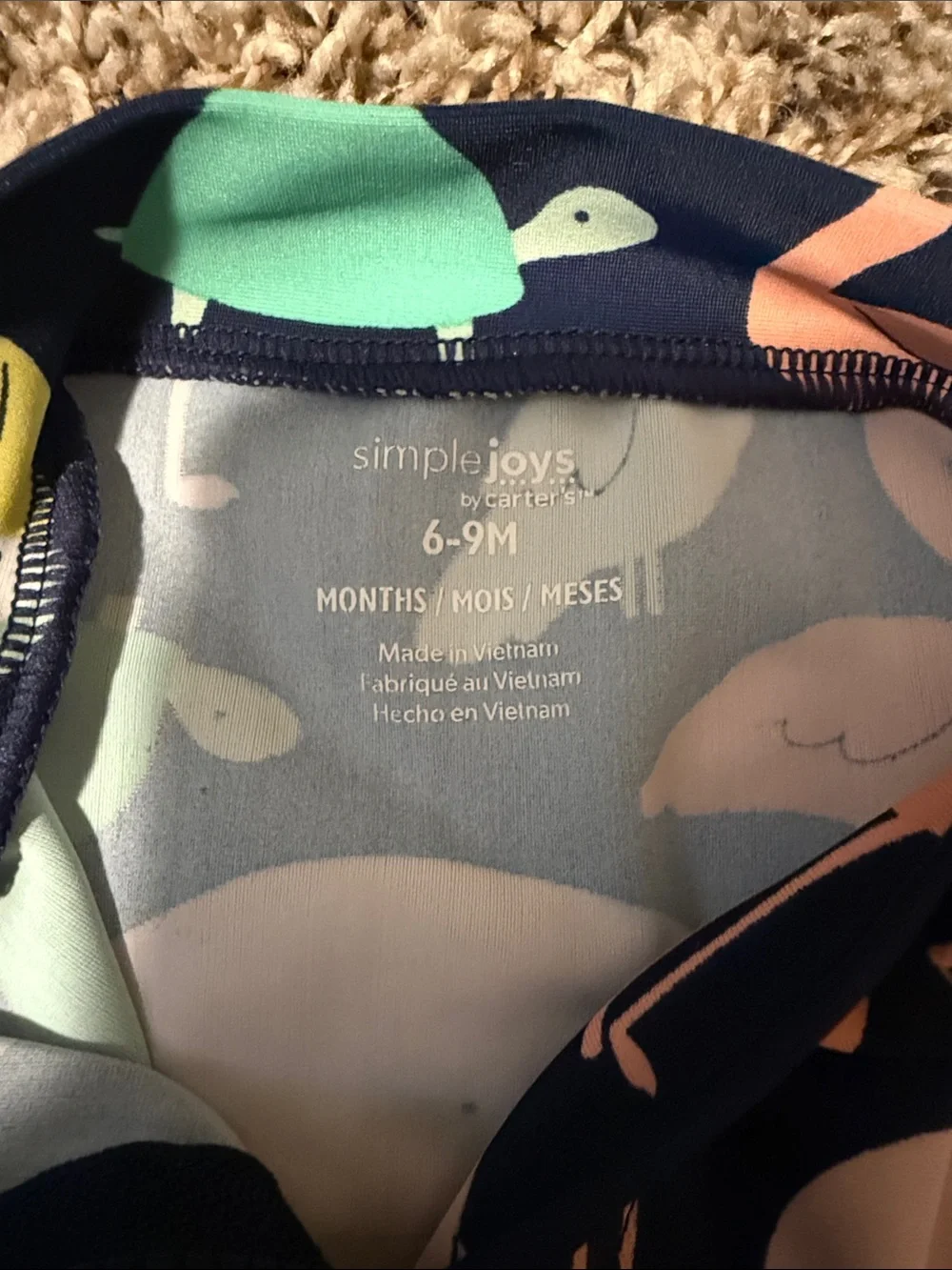 Carter's Navy Swimsuit with Pink & Mint Animal Prints